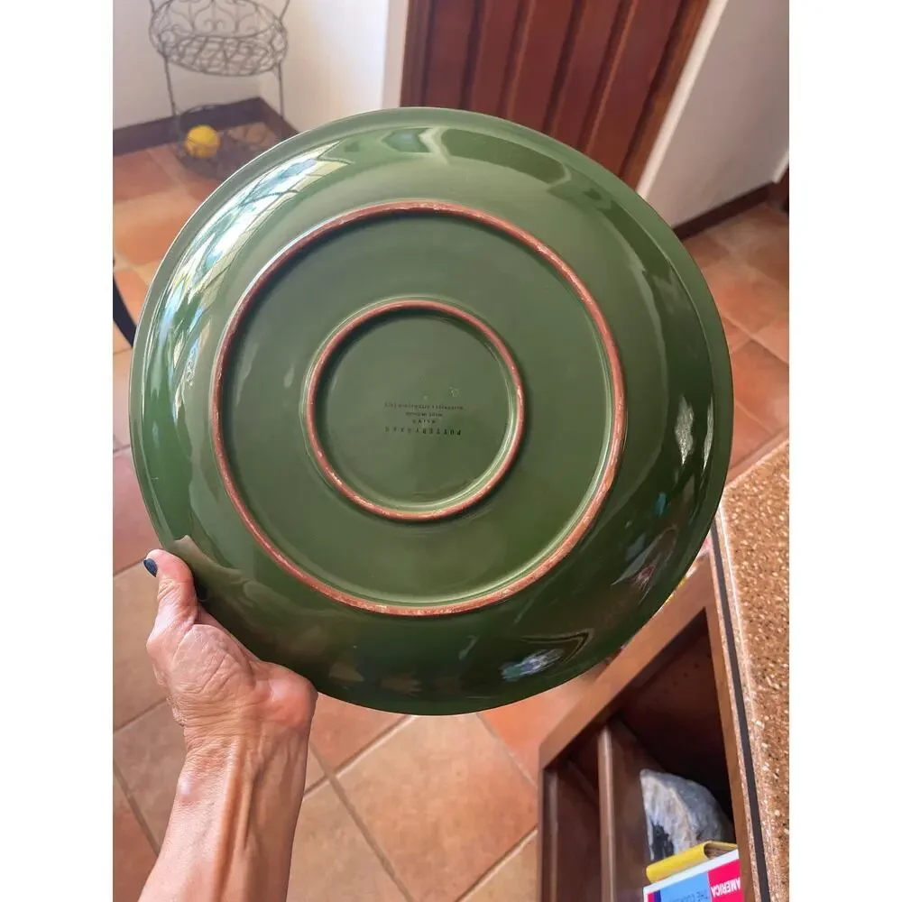Pottery barn, olive print serving bowl 13 inch